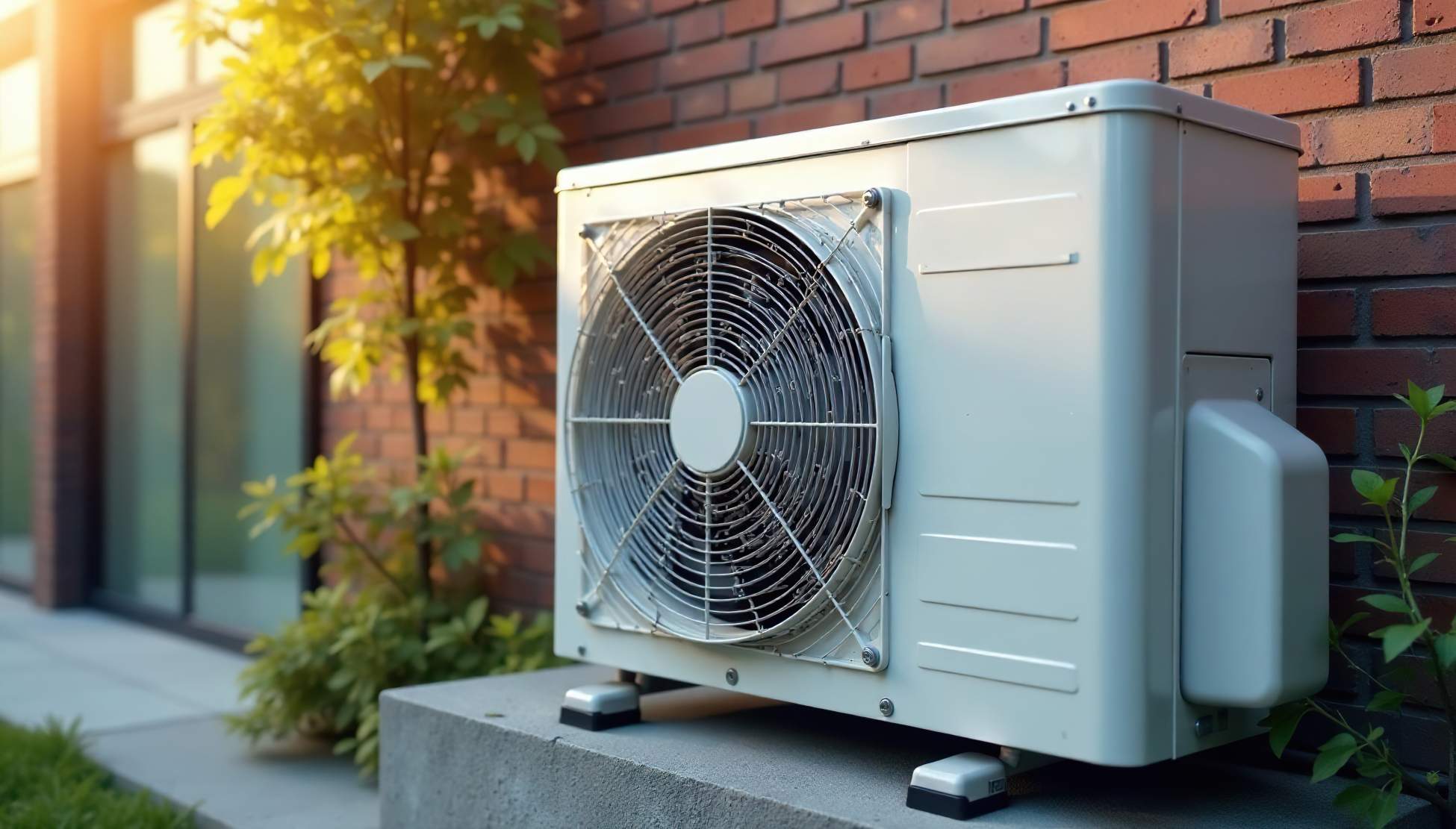 Modern Air Conditioning Unit Exterior Close Up, Power, Machinery, Hvac